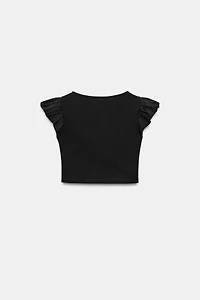 SHORT SLEEVE RUFFLE T-SHIRT