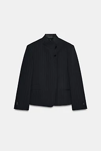 ZW COLLECTION PINSTRIPE HIGH NECK BLAZER