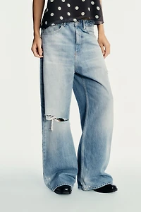 TRF MID-RISE RIPPED BAGGY JEANS