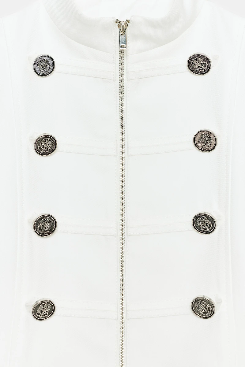 BUTTONED HIGH NECK BLAZER