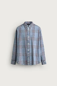 PLAID RELAXED-FIT DENIM SHIRT