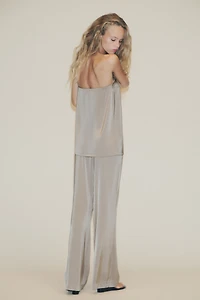 HIGH-WAISTED SATIN PANTS