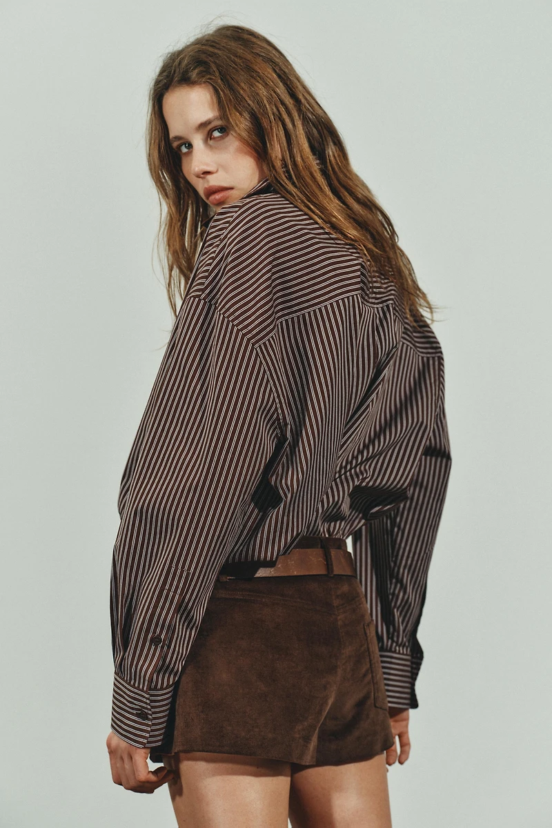 STRIPED OVERSIZED POPLIN SHIRT