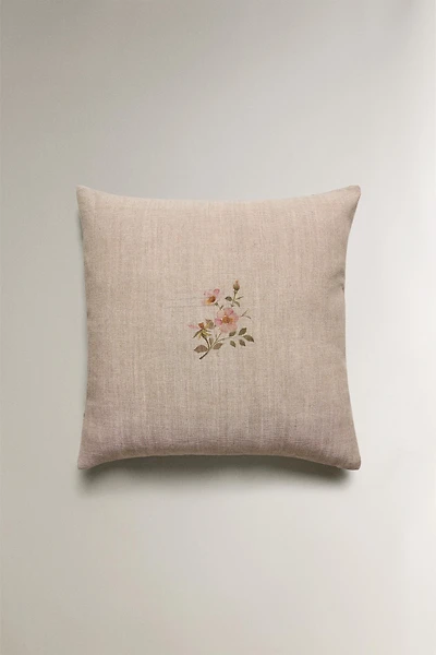 HOUSSE DE COUSSIN LIN FLEURS
