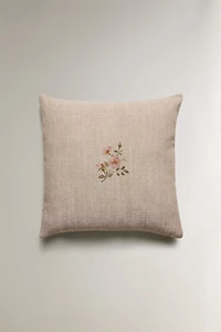 FLORAL LINEN THROW PILLOW COVER