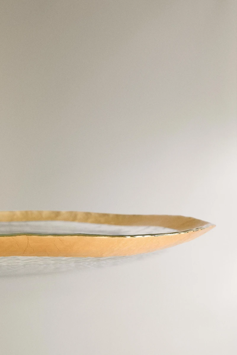 GLASS SERVICE PLATE WITH RIM