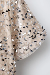 LONG SEQUIN AND VELVET JUMPSUIT