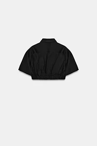STRIPED POPLIN CROP SHIRT