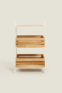 WOOD AND METAL STORAGE CART