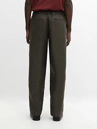 Linen trousers with herringbone detail