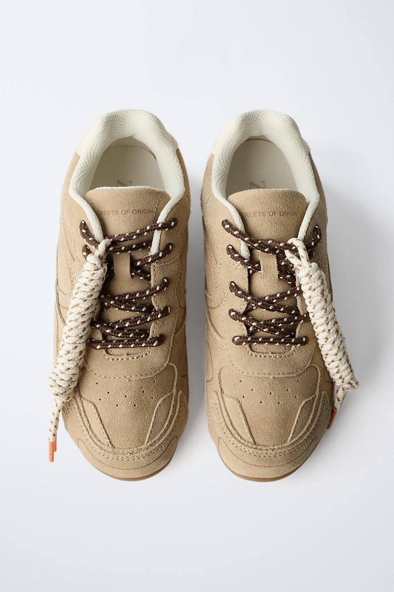 LEATHER LACE-UP SNEAKERS