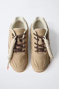 LEATHER LACE-UP SNEAKERS