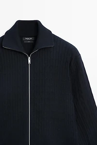 100% cotton braided knit cardigan