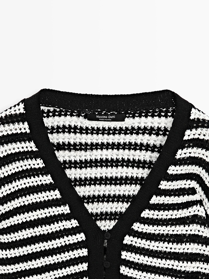 Striped knit cardigan