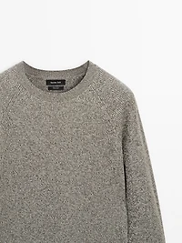 Crew neck mouliné knit sweater