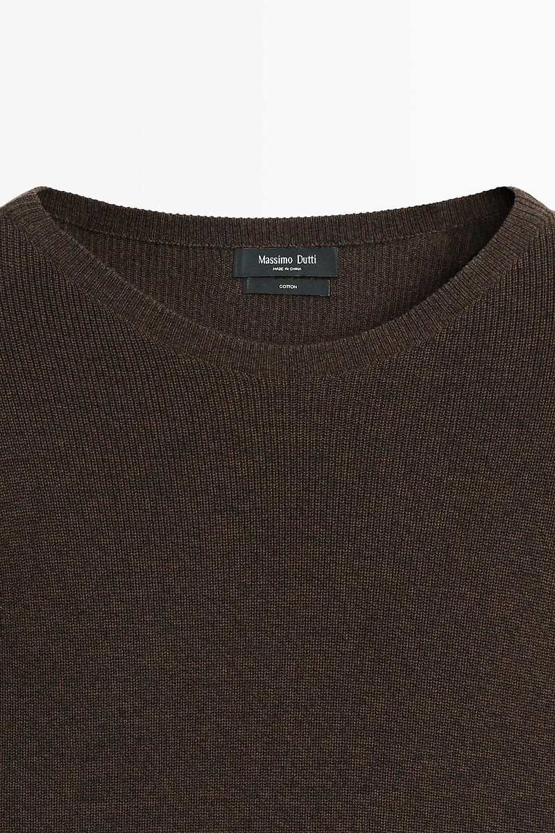 100% cotton mouliné round neck sweater