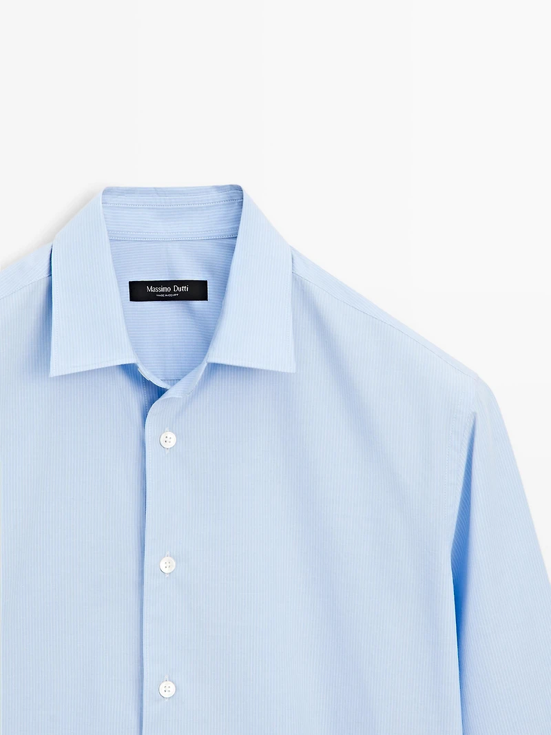 Regular fit striped poplin shirt