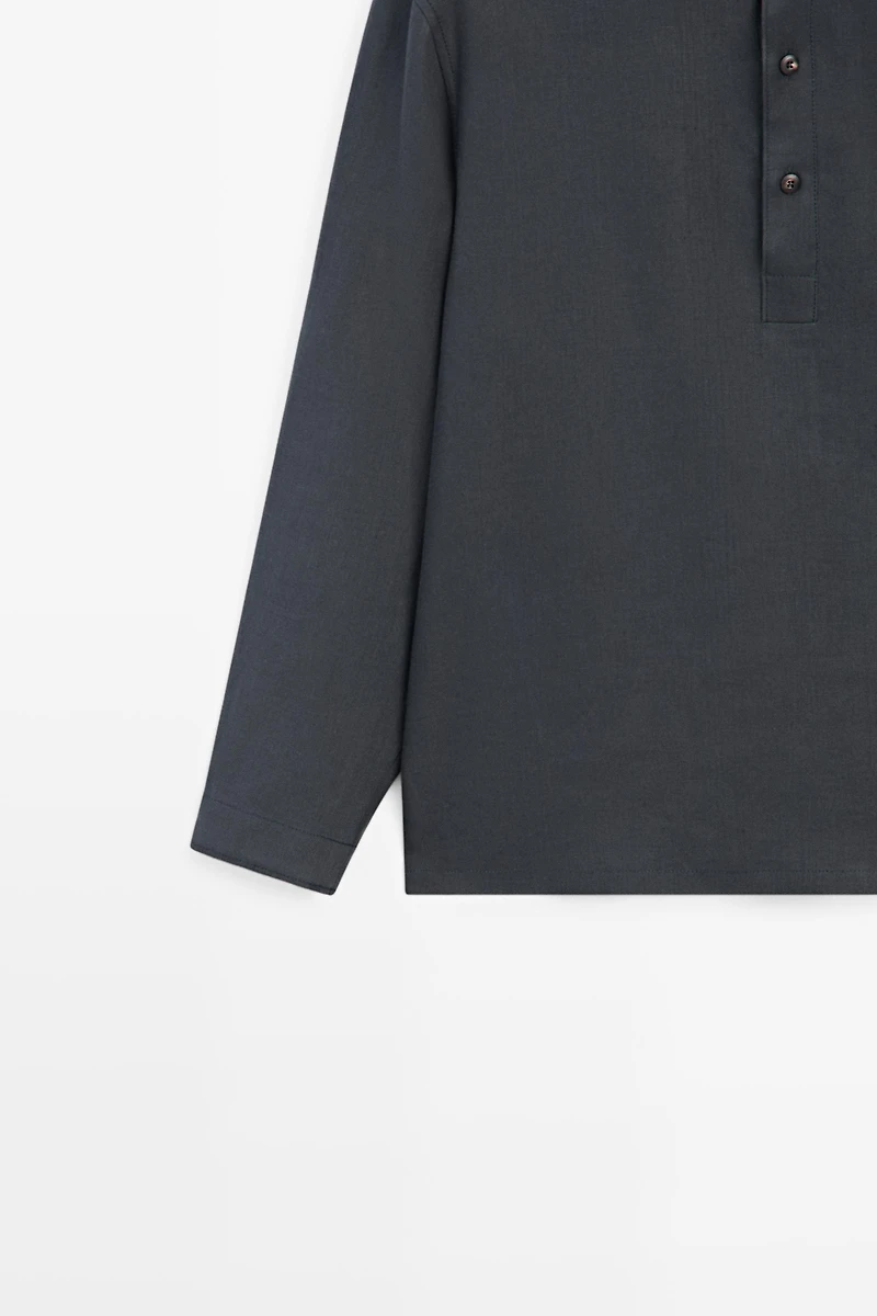 Linen button-up shirt with stand collar - LIMITED EDITION