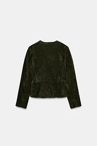 100% LEATHER FLARED HEM JACKET