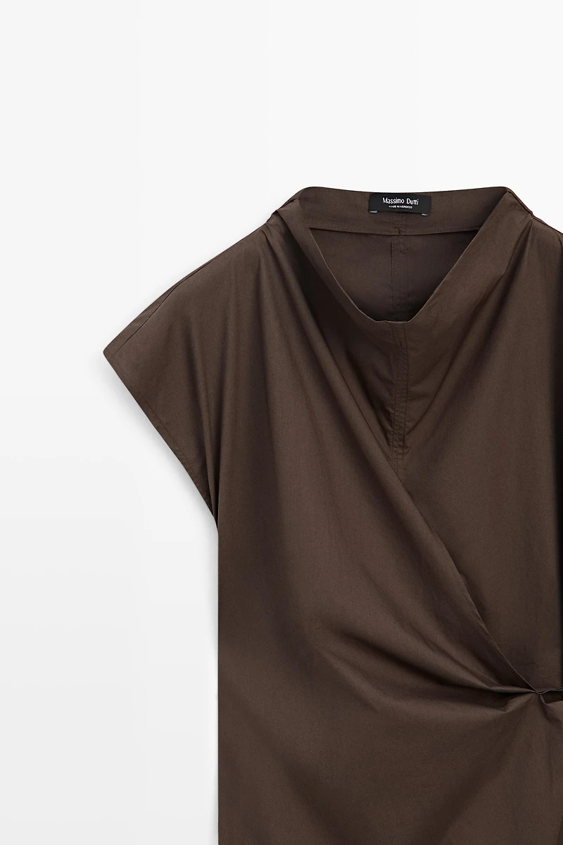 Robe drapée en popeline 100 % coton