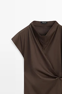 Robe drapée en popeline 100 % coton