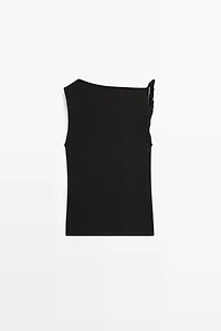 Shimmery draped top with knot detail