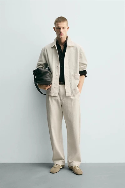 STRIPED TEXTURED OVERSHIRT