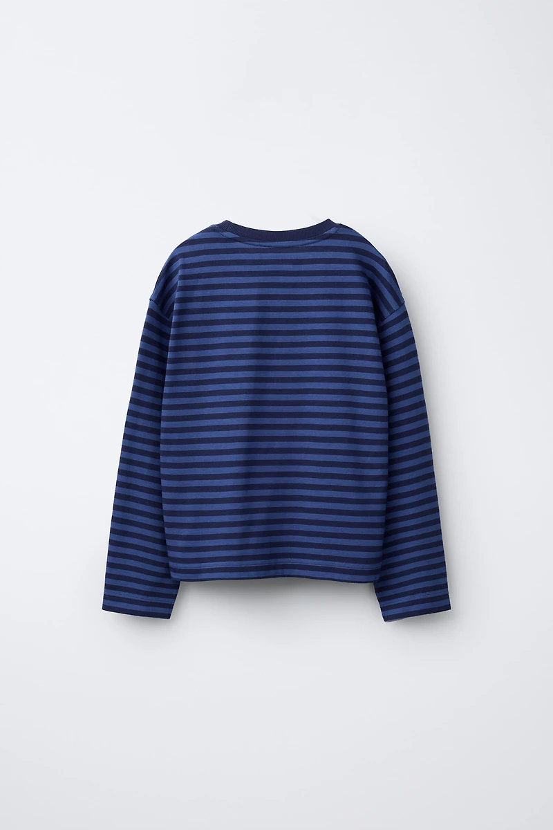 STRIPED EMBROIDERED HEART T-SHIRT