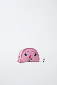 EMBROIDERED FLORAL TOILETRY BAG