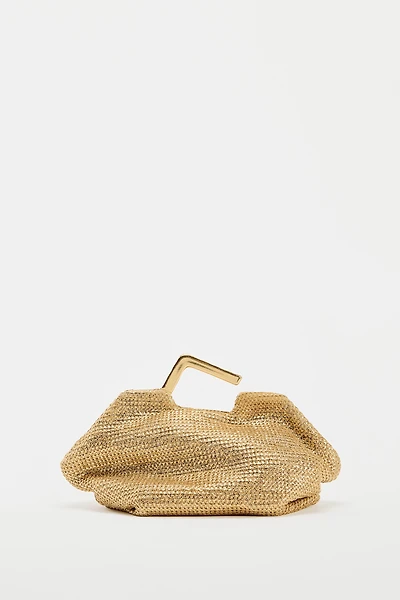 GOLD BAG WITH METAL HANDLE