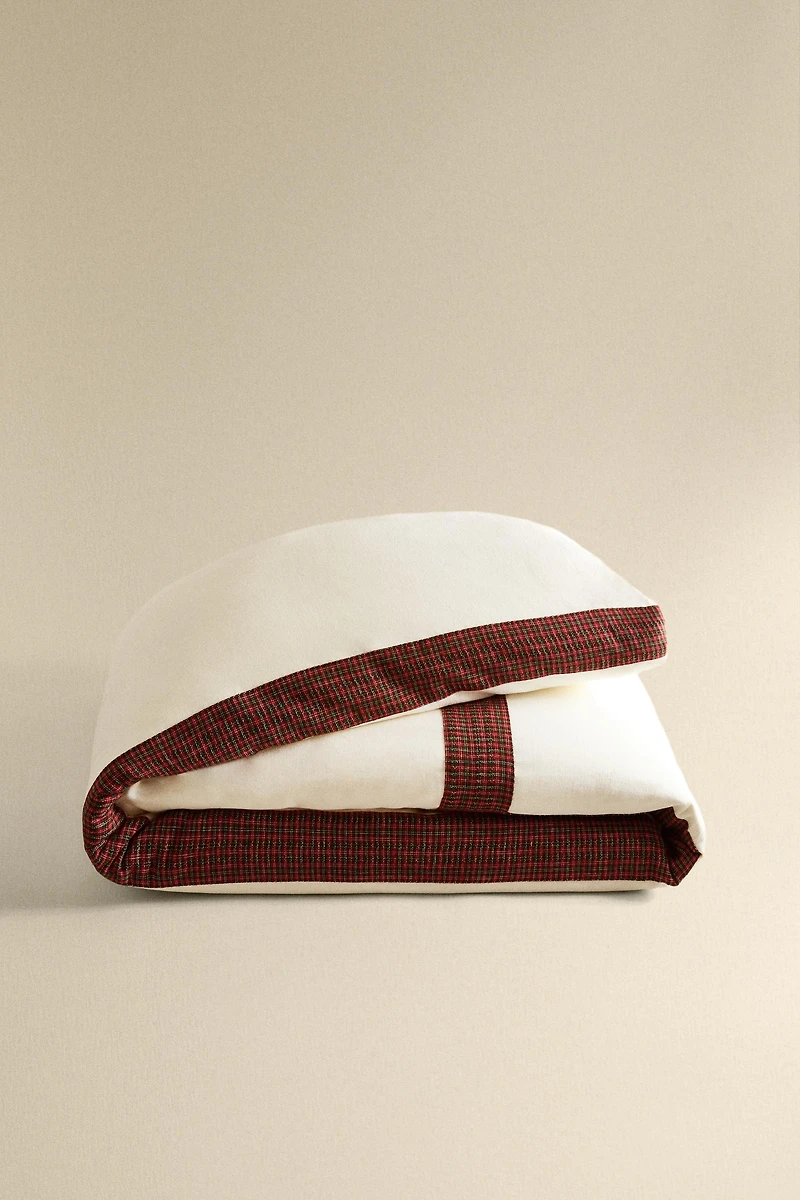 CHRISTMAS LINEN DUVET COVER WITH BORDER