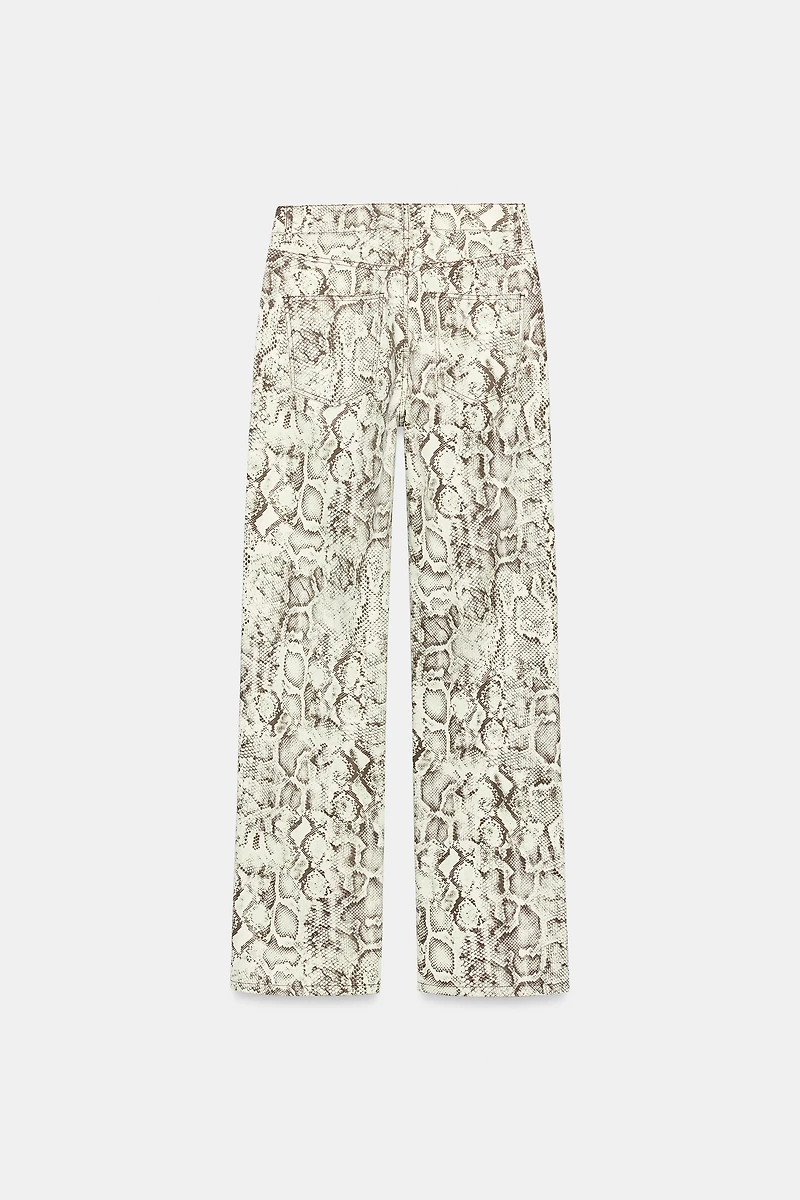 Z1975 HIGH-RISE STRAIGHT LONG LENGTH ANIMAL PRINT JEANS