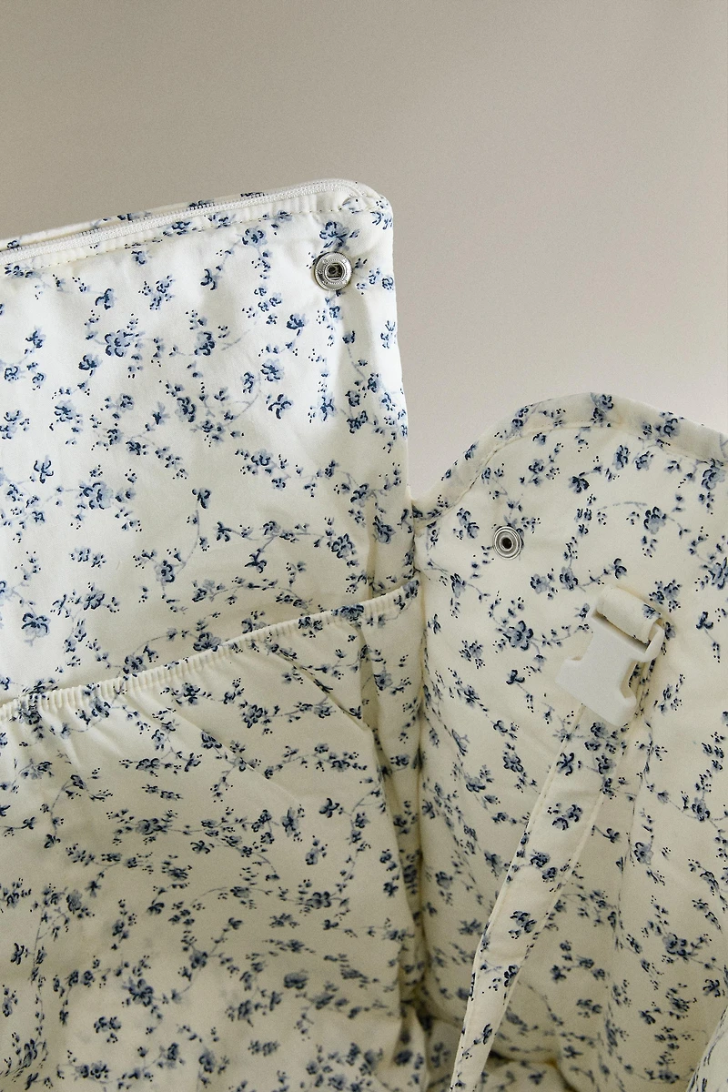 COTTON BLUE FLORAL DIAPER BAG