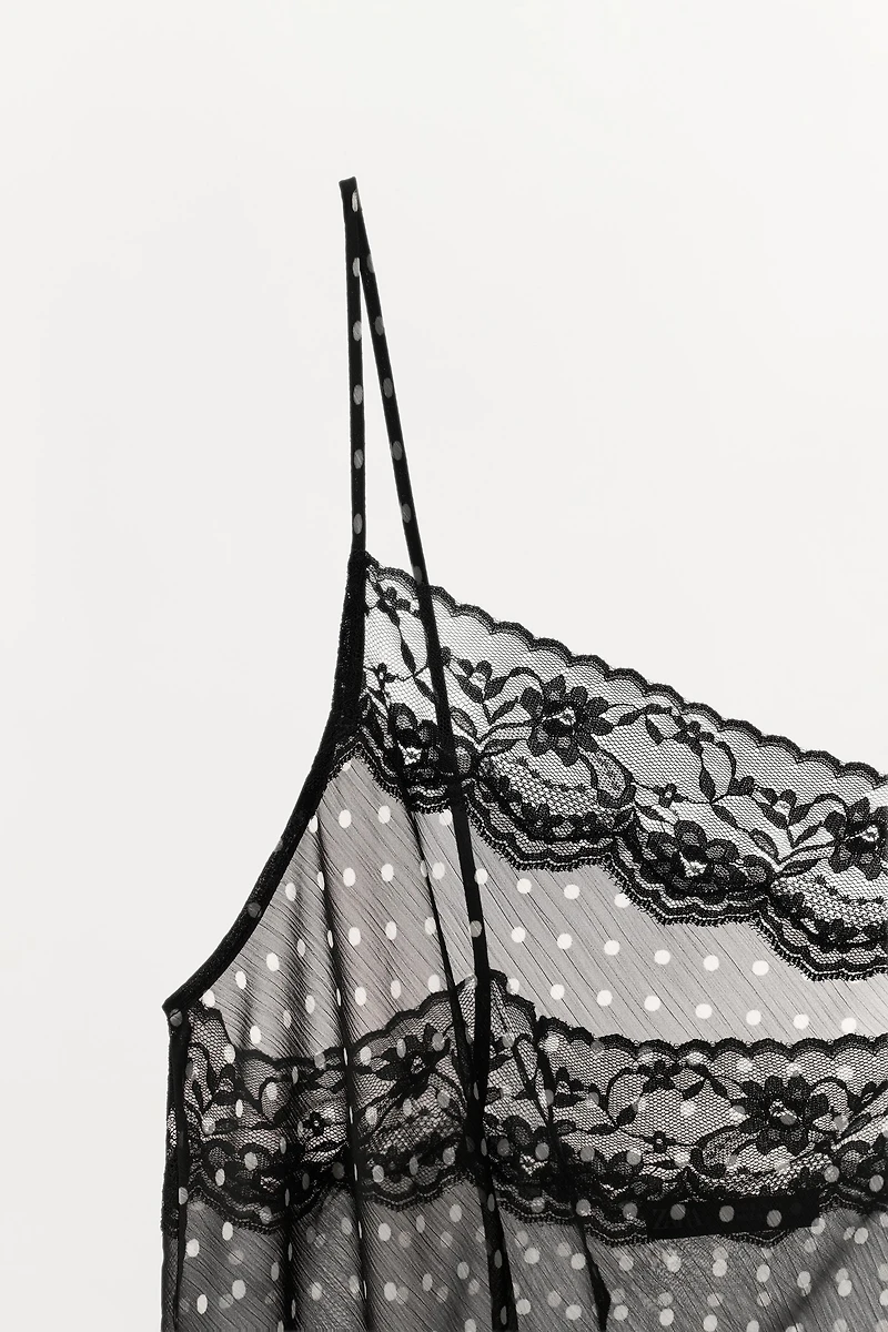 POLKA DOT PRINT LACE TOP