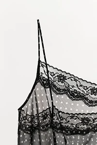 POLKA DOT PRINT LACE TOP