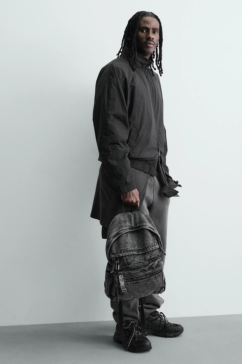 WASHED EFFECT DENIM BACKPACK