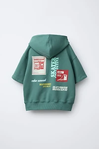 SHORT SLEEVE SKATE PATCH HOODIE