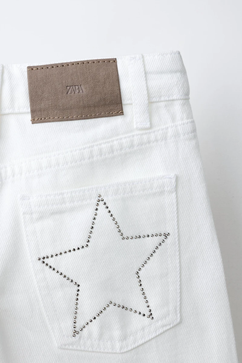 RHINESTONE & STAR WIDE LEG JEANS