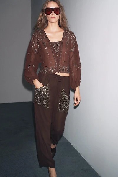 GEORGETTE BEADED EMBROIDERED BLOUSE