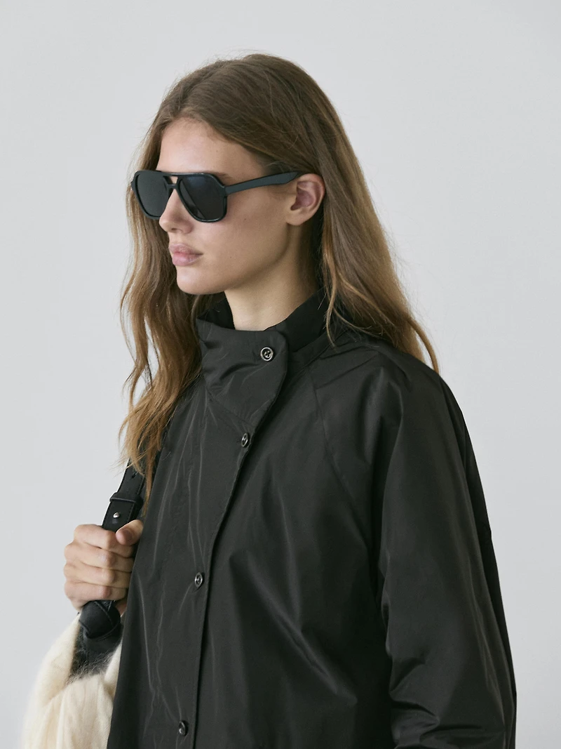 Short padded parka with collar detail