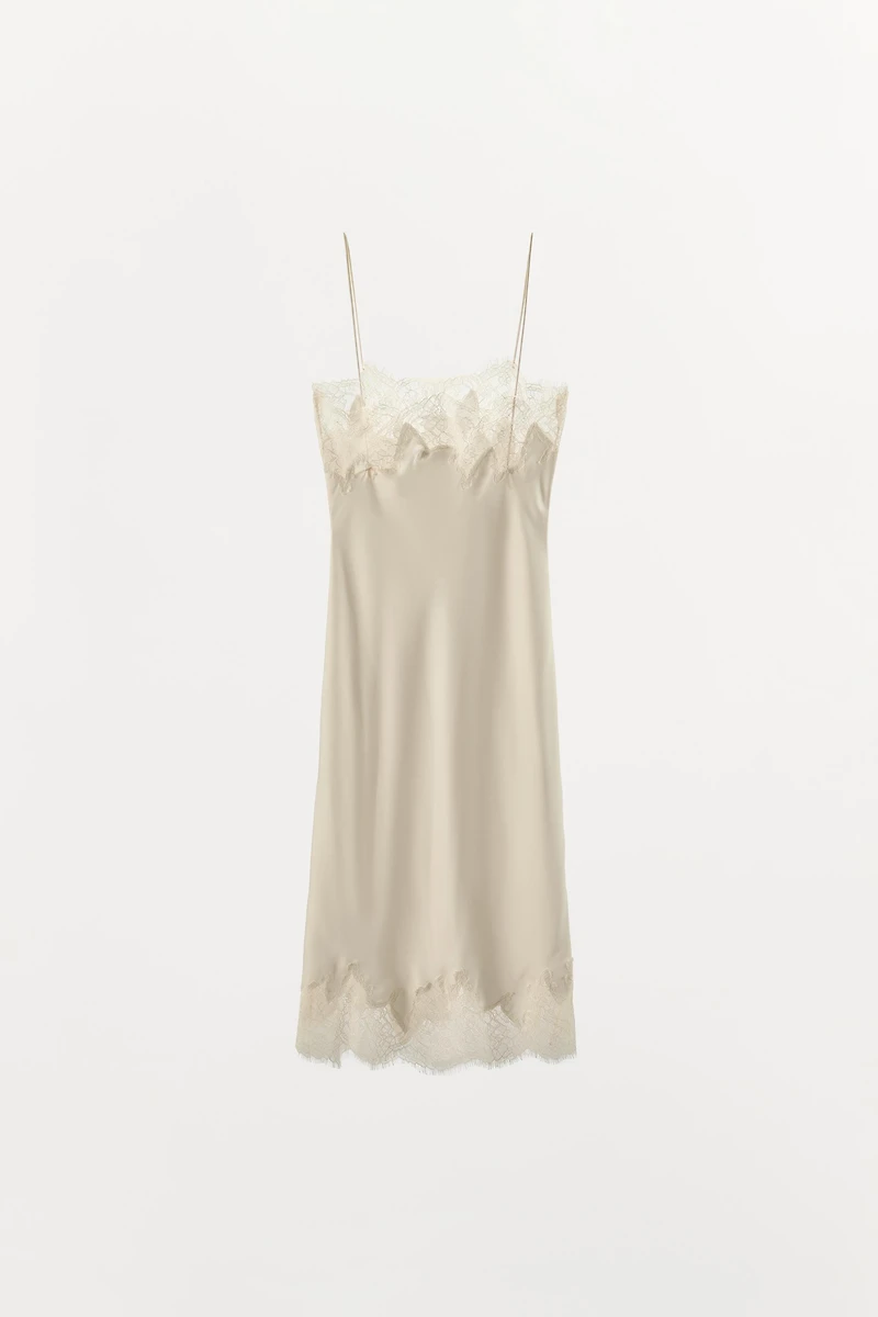 LACE LINGERIE STYLE MIDI DRESS