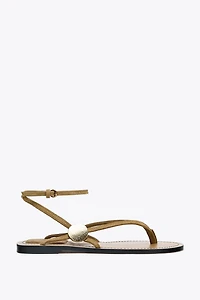 SUEDE FLAT SANDALS WITH APPLIQUÉ