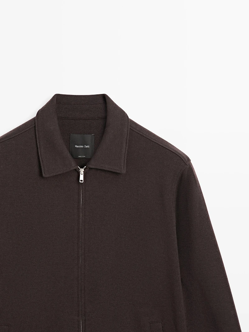 Short double wool blend jacket