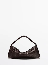 Nappa leather woven croissant bag