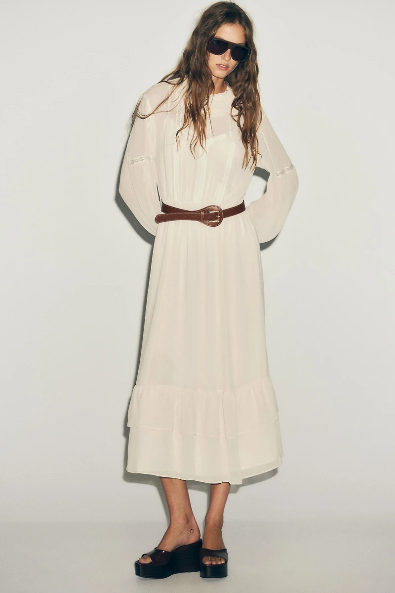 BELTED COTTON GAUZE DRESS