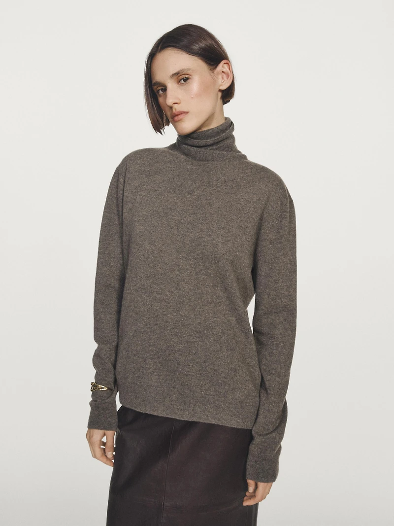Wool blend high neck sweater