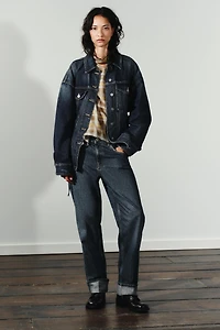 MID-RISE FOLDED STRAIGHT LEG JEANS