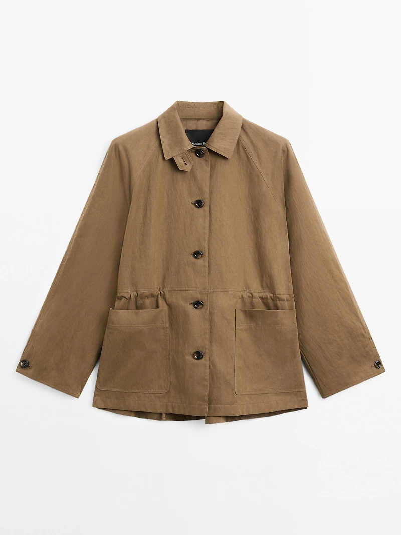 Trench taille ajustée en coton mélangé