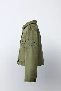 EMBROIDERED FAUX SUEDE JACKET