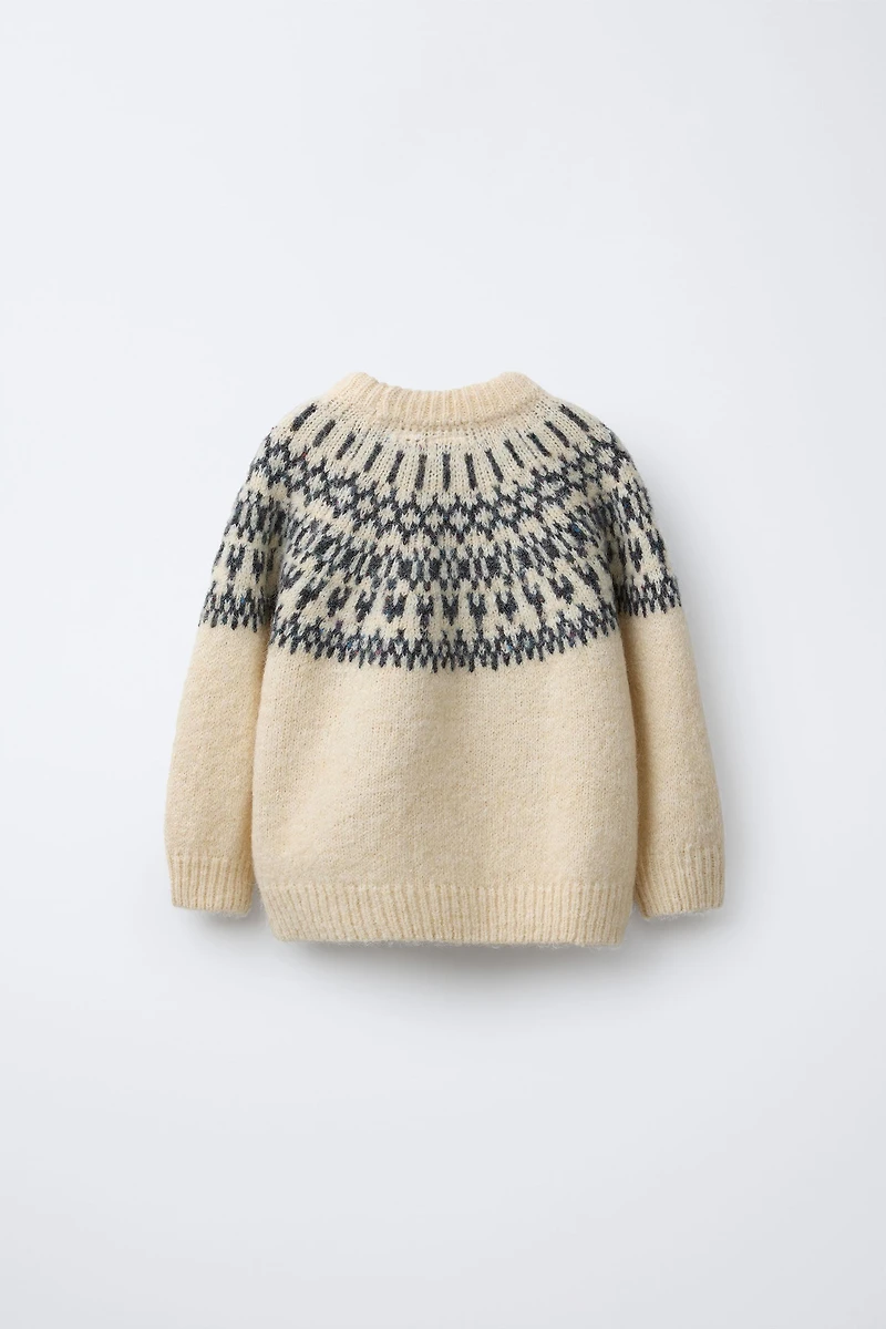 JACQUARD KNIT JUMPER WITH WOOL AND ALPACA